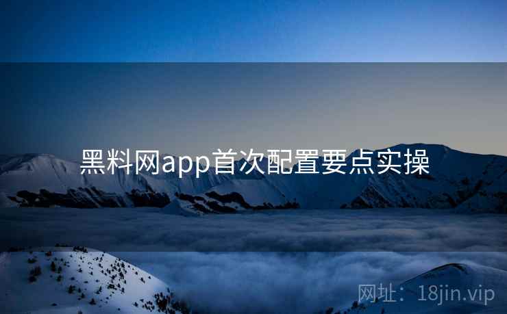 黑料网app首次配置要点实操