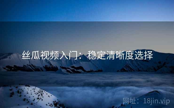 丝瓜视频入门：稳定清晰度选择